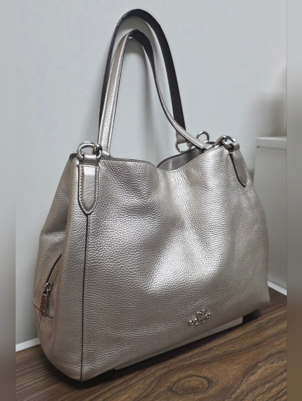 Coach F80271 Hallie Metallic Leather Shoulder Bag - Picture 6 of 15